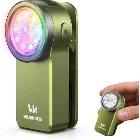 Amazon - Wurkkos HD03 EDC Flashlight Rechargeable Clip-on Light, 680Lumens Mini Pocket Flashlight with RGB, Magnetic Small Flat Flashlight for Camping, Repairing, Signaling, Cycling (Green)