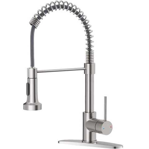 Amazon - OWOFAN Kitchen Faucet with Pull Down Sprayer Brushed Nickel Stainless Steel 1 Handle Pull Out Spring Sink Faucets 1 Hole Or 3 Hole Dual Function for Farmhouse Camper Laundry Utility Rv Wet Bar
