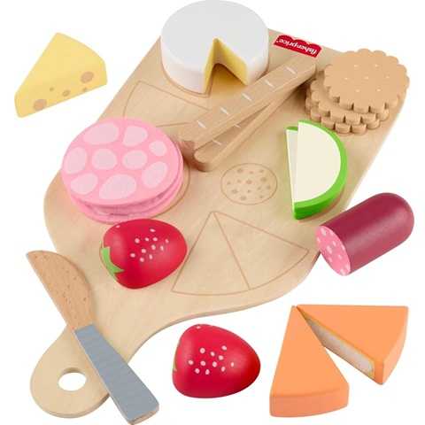 Amazon - Fisher-Price Wood Pretend Play Toy Charcuterie Board Set, 19-Piece Playset with Wood & Fabric Food for Preschool Kids Ages 3+ Years