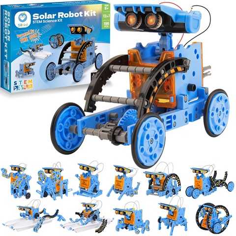 Amazon - Sillbird Solar Building Robot Kit STEM Gift for Boys Aged 8-13, DIY Science Educational Toys for Kids Teens Birthday, 12-in-1 Solar or Battery Powered Robotic Set with 197 Pieces