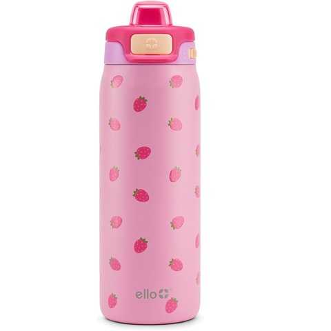 Amazon - Ello Pop & Fill 18oz Stainless Steel Kids Water Bottle with Quick Fill Lid | Vacuum Insulated BPA Free Bottle with Leak Proof Straw and Chug Lid, Dishwasher Safe, Gift For Kids Teens, Strawberries