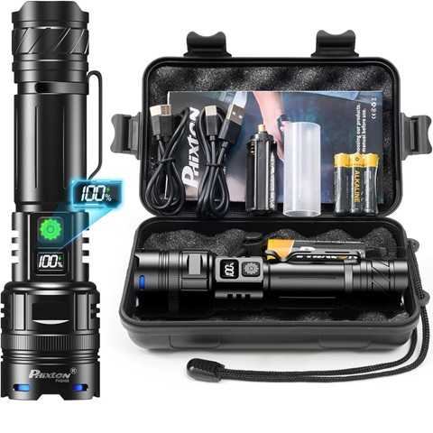 Amazon - Rechargeable Flashlights 10000 High Lumens Single One Mode Super Bright, High Powered LED Flashlight USB C, High Beam 3280 ft Long Lasting Powerful Heavy Duty Strong Flash Light For Security Hiking