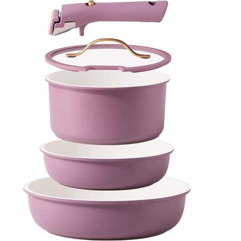 Amazon - CAROTE 5pcs Pots and Pans Set, Nonstick Cookware Set Detachable Handle,kitchen essentials,RV kitchen pot and pan,Induction Cookware,Oven Safe,PFOA PFOS FREE,Purple