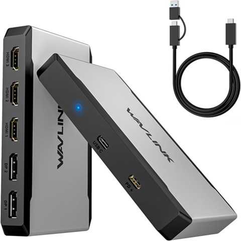 Amazon - 3 Monitor Docking Station, WAVLINK triple monitors adapter for M1/M2/M3/M4 macOS Systems. Type-C&A hosts, 100W PD IN, 3* HDMI + 2* DP Available, Triple 4K@60Hz, SMI Driver & Host USB3.2 Gen 2 Required