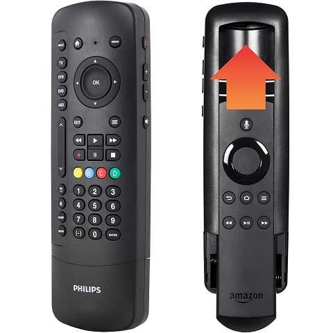 Amazon - Philips Universal Companion Remote Control for Samsung, Vizio, LG, Sony, Roku, Apple TV, RCA, Panasonic, Smart TVs, Streaming Players, Blu-ray, DVD, 4 Device, Flip & Slide Fire TV, Black, SRP2024A/27