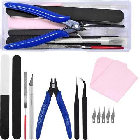 Amazon - Mandala Crafts 13 PCS Plastic Model Tools Sets with Hobby Clippers, Tweezers, Files, Knife - Professional Basic Model Building Tools Set for Assembling Miniatures Mecha Cars