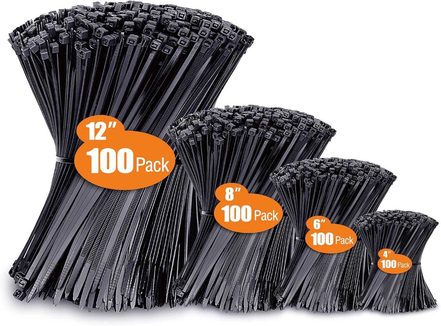 Amazon - Zip Ties Assorted Sizes(4”+6”+8”+12”), 400 Pack, Black Cable Ties, UV Resistant Wire Ties by ANOSON