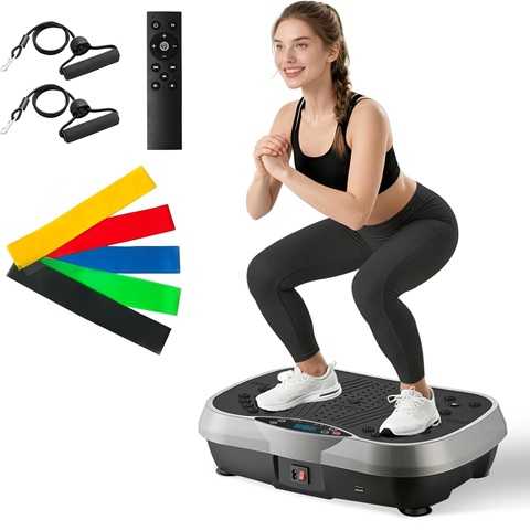 Amazon - ALSO GO Vibration Plate Exercise Machine, 6 Workout Modes & 120-Level Vibration Platform for Weight Loss/Lymphatic Drainage, 400lbs Capacity Vibration Board with Resistance Bands for Full Body Workout