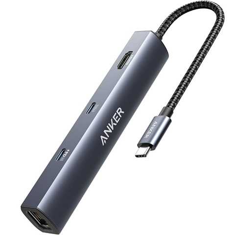 Amazon - Anker 6-in-1 USB C Hub with Ethernet, USB C to 4K HDMI Multiport Adapter, 1Gbps Ethernet, 65W Power Delivery, USB Ports for MacBook Air, iPad Pro, XPS, and More