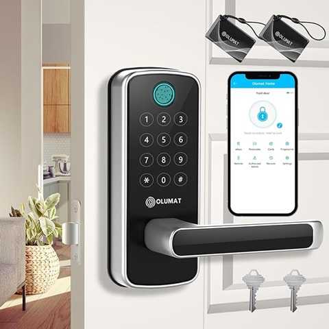 Amazon - Smart Lock with Handle: Wi-Fi Keyless Entry Door Lock - Smart Locks for Front Door - Biometric Fingerprint Door Lock - Smart Door Lock with Keypad - Garage Door with App Control - Auto Lock