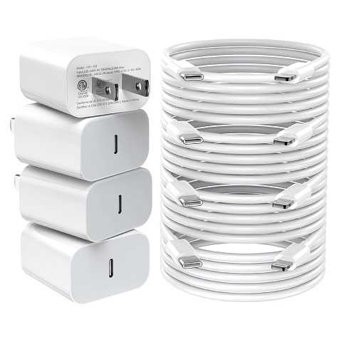 Amazon - GREPHONE iPhone Charger Fast Charging,20W PD USB C Wall Charger 4 Pack with 6FT Fast Charging Cable - Fast Charger for iPhone 14/14 Pro Max/13/13 Pro/12/12 Pro/11/11 Pro/XS, iPad