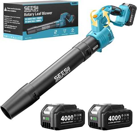 Amazon - SEESII Leaf Blower Cordless, Rotated 180° Electric Leaf Blower with 2 * 4.0Ah Batteries and Charger, 550CFM 150MPH Lightweight Blower with 5 Speed Mode for Lawn Care, Yard, Patio & Outdoor Use