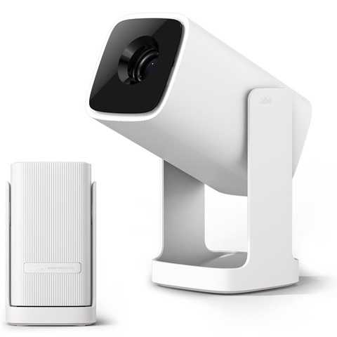 Amazon - Wanbo Cube 1 Smart Projector with WiFi and Bluetooth, Android TV OS, Google Voice Control, 1080P Support, 360°Adjustable Home Projectors, Auto Keystone, Movie Portable Outdoor Mini Projector, White