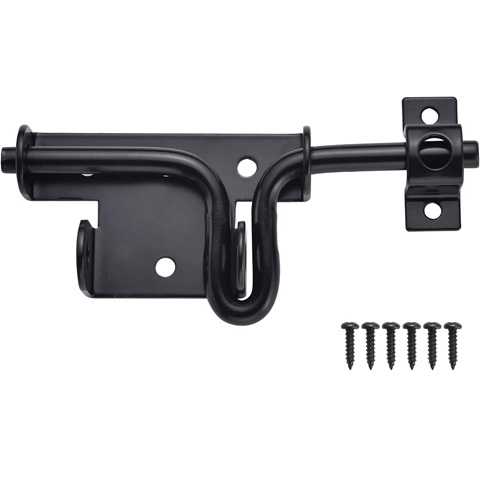 Amazon - Slide Bolt Gate Latch, Heavy Duty Door Lock with Padlock Hole, Sliding Bolt Latch Hardware for Wooden Fence, Shed Door, PVC Fence, Barn Door, Thickened Steel, Black Finish