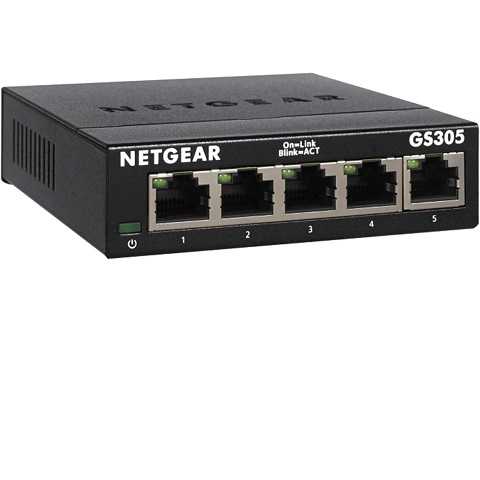 Amazon - NETGEAR 5-Port Gigabit Ethernet Unmanaged Essentials Switch (GS305) - Home Network Hub, Office Ethernet Splitter, Plug-and-Play, Silent Operation, Desktop or Wall Mount