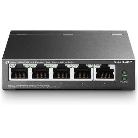 Amazon - TP-Link TL-SG1005P, 5 Port Gigabit PoE Switch, 4 PoE+ Ports @65W, Desktop, Plug & Play, Sturdy Metal w/ Shielded Ports, Fanless, QoS & IGMP Snooping