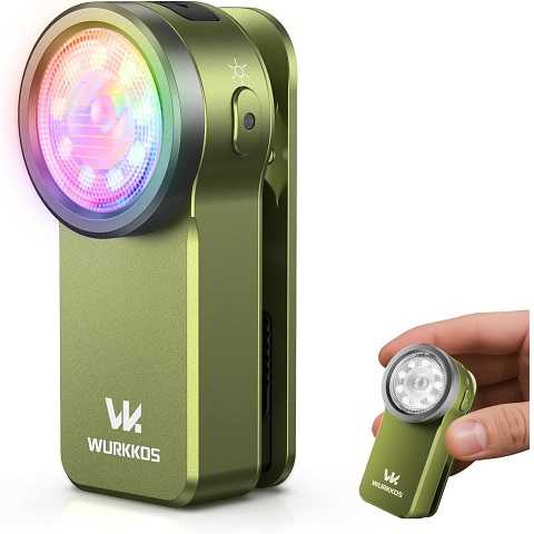 Amazon - Wurkkos HD03 Rechargeable Flashlights EDC Clip-on Light, Bright 680 Lumens Pocket Flashlight, Combines Spotlight/Floodlight/RGB Light, Magnetic, IPX6 Waterproof for Cycling, Repairing (Olive Green)