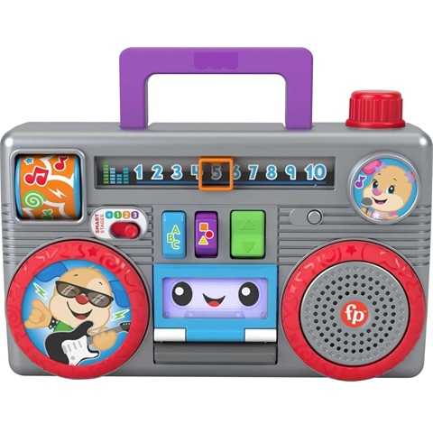 Amazon - Fisher-Price Laugh & Learn Busy Boombox, Retro-Inspired Musical Infant Activity Toy with Learning Content for Baby and Toddlers (Amazon Exclusive)