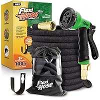 Flexi Hose PLUS Expandable Garden Hose w/8 Function Nozzle 100ft