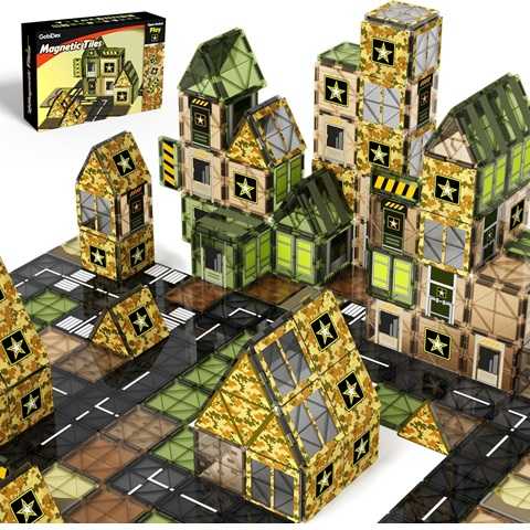 Amazon - GobiDex Magnetic Building Blocks Army Toys, Military Magnetic Tiles for Kids 3-5 4-8 Girls Boys Toys Age 4-6 6-8, STEM Sensory Toddler Christmas Birthday Gifts for 3+ Year Old Kids Toy