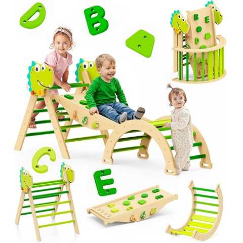 Amazon - Pikler Triangle Set, 11-in-1 Montessori Climbing Toy for Toddlers, Foldable Wooden Indoor Jungle Gym & Playground Climber for Learning and Motor Skills (18 Months–7 Years)
