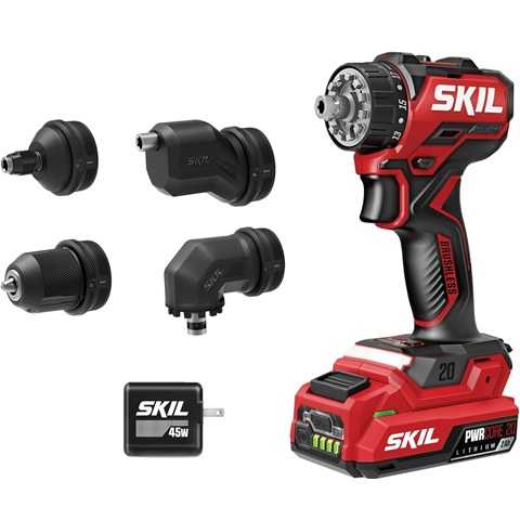 Amazon - SKIL Brushless 20V Compact Multi-Head Drill Driver Kit Including 2.0 Ah USB-C Battery & PD Charger-QD6293B-10