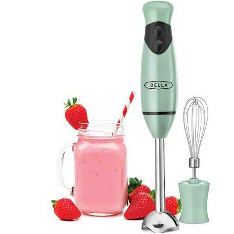 Amazon - bella 2-Speed Hand Immersion Blender with Whisk Attachment, 250 Watt, Sage, Immersion Blender with Dishwasher Safe Whisk & Blending Attachments for Food Prep (17576)