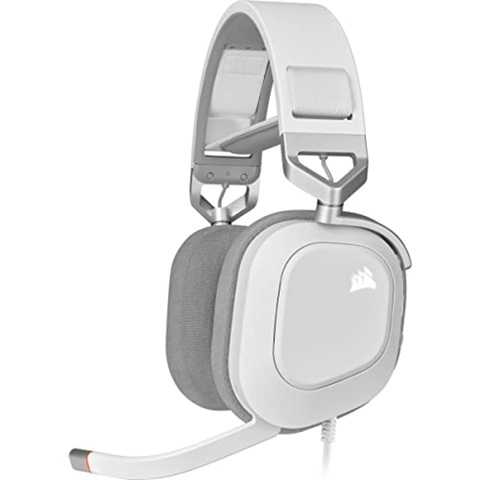 Amazon - Corsair HS80 RGB USB Premium Gaming Headset with Dolby Audio 7.1 Surround Sound (Broadcast-Grade Omni-Directional Microphone, Memory Foam Earpads, High-Fidelity Sound, Durable Construction) White