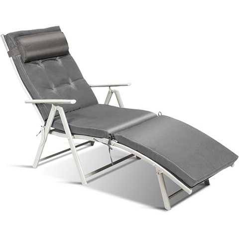 Amazon - Tangkula Outdoor Folding Chaise Lounge Chair, Lightweight Recliner Chair w/ 7 Adjustable Backrest Positions, Patio Reclining Beach w/Removable Cushion & Pillow for Patio Poolside No Assembly Required
