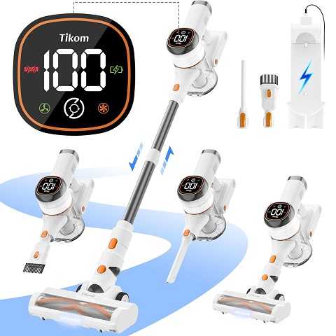Amazon - Tikom V500 Cordless Vacuum Cleaner for Home, 40000Pa/450W Stick Vacuum with LED Touch Screen, Charging Wall Dock, Anti-Tangle, Lightweight Handheld Vacuum for Pet Hair, Hard Floor, Carpet