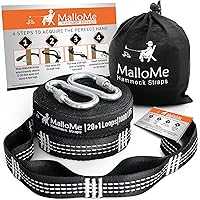 MalloMe XL Hammock Tree Straps Set 2 Carabiners & 12 Feet