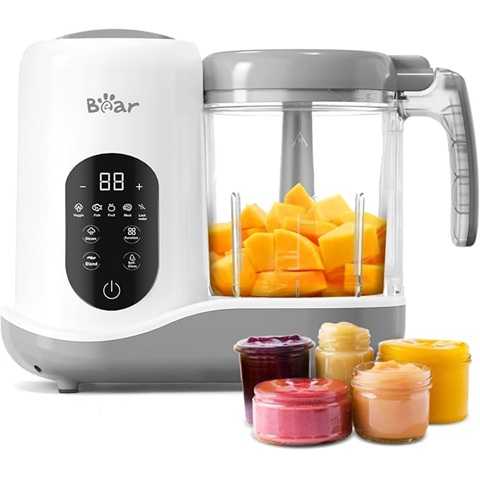 Amazon - BEAR 2024 Baby Food Maker | One Step Baby Food Processor Steamer Puree Blender | Auto Cooking & Grinding | Baby Food Puree Maker with Self Cleans | Touch Screen Control, White
