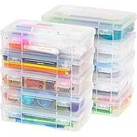 10-Pack IRIS USA Pencil Case Box Storage Container w/Snap Lid