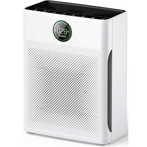 Amazon - Air Purifiers for Home Large Room up to 2200sq.ft, MOOKA Air purifier for Home Pets with Washable Filter, PM 2.5 Display Air Quality Sensor Air Cleaner for Bedroom, Dorm room, Pets, Office PR1 (White)