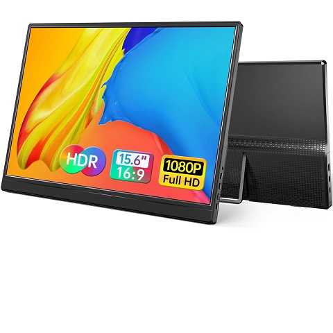 Amazon - Yxk Portable Monitor 15.6 Inch 1080P USB-C HDMI Ultra-Slim Travel Monitor with Kickstand, for Laptop, PC, Mac Phone, PS, Xbox, Swich IPS Ultra-Thin Zero Frame Gaming