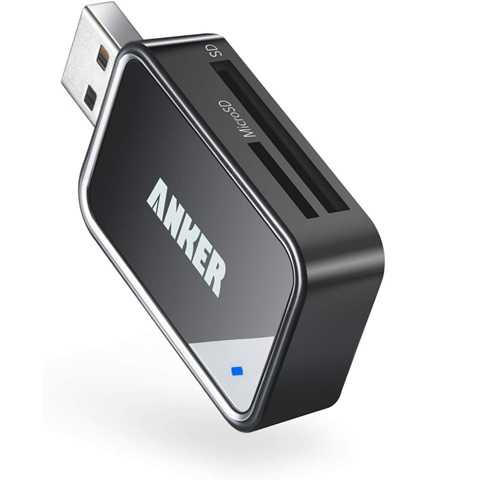 Amazon - Anker USB 3.0 Micro SD Card Reader, 5Gbps 2-in-1 SD Card Reader to USB Adapter for SDXC, SDHC, MMC, RS-MMC, Micro SDXC, Micro SD, Micro SDHC, UHS-I Cards - USB A CardReader