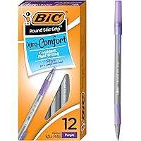 12pk BIC Round Stic Grip Xtra Comfort Fashion Ball Point Pen
