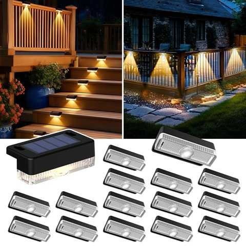 Amazon - Solar Deck Lights Outdoor 16 Packs, Solar Powered LED Step Lights Waterproof Outdoor for Deck, Stairs, Step, Fence, Wall, Patio, Yard, Pool and Pathway (Warm White)