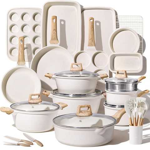 Amazon - CAROTE 44pcs Pots and Pan Set Nonstick, Cookware Sets, Cooking Set Non Stick, Induction Cook Ware with Bakeware Set, Kitchen Knife Set