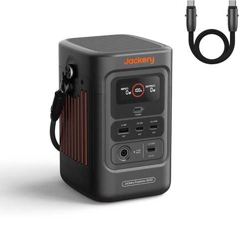 Amazon - Jackery Explorer 240D Power Bank (80,000mAh), LiFePO4 Battery 256Wh Portable Power Station, USB-C Cable Included,200W DC Output,1-Hour Fast Charging, Compact for Outdoor Camping, Travel, Emergencies