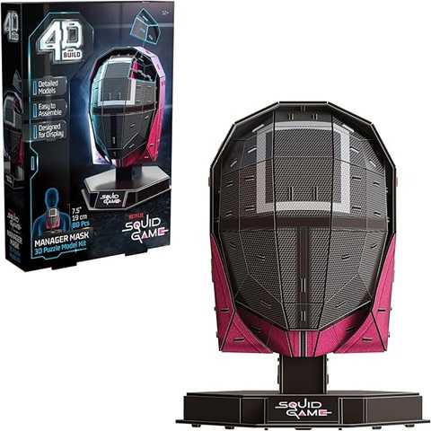 Amazon - 4D Build, Squid Game Manager Mask 3D Model Kit, Squid Game Collectibles & Desk Décor, 80 Pieces, for Ages 12 & Up